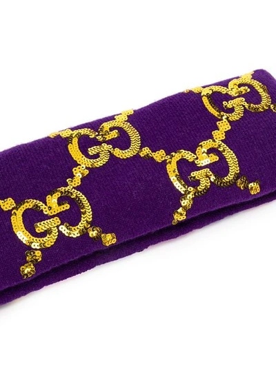 Shop Gucci Gg Supreme Headband In Purple