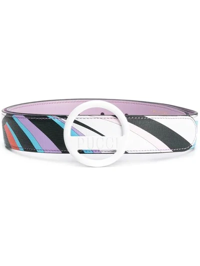 Shop Emilio Pucci Geometric Print Belt - Purple