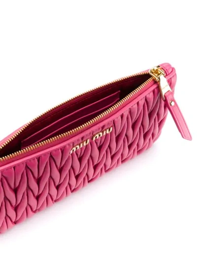 Shop Miu Miu Matelassé Leather Zipped Pouch In Pink