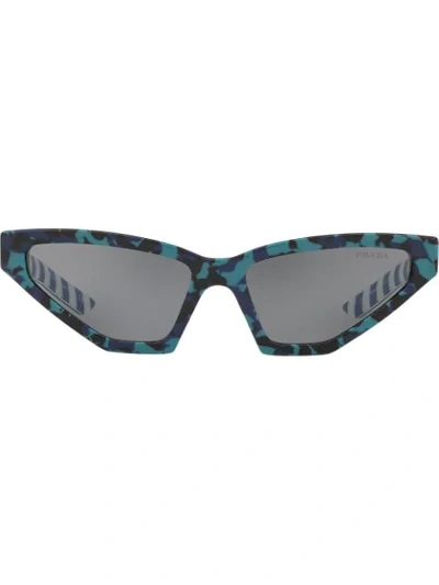 Shop Prada Disguise Camouflage Sunglasses In Green