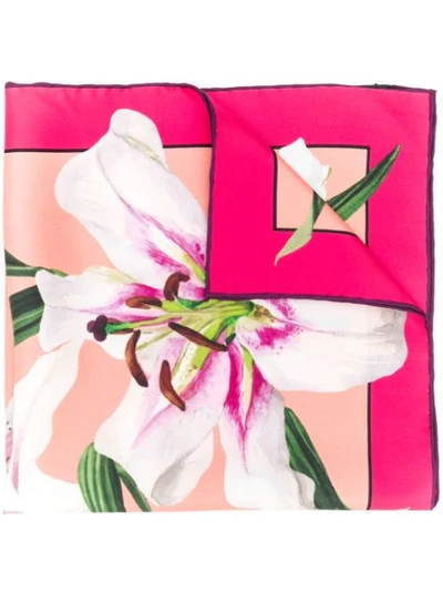 Shop Dolce & Gabbana Lily Print Scarf In Pink