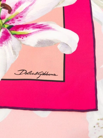 Shop Dolce & Gabbana Lily Print Scarf In Pink