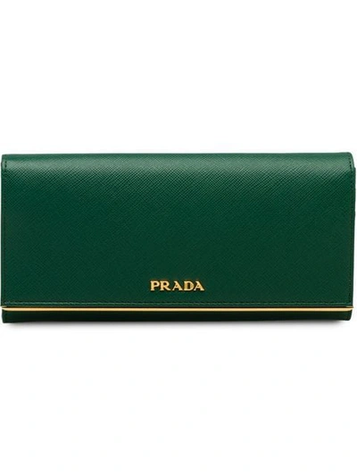 Shop Prada Continental Wallet In Green