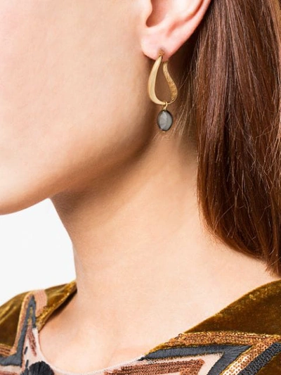 Shop John Hardy Adwoa Aboah 18kt Yellow Gold And Hematite Twisted Hoop Drop Earrings In Metallic