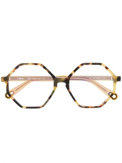 Shop Chloé Octagon Glasses In Yellow