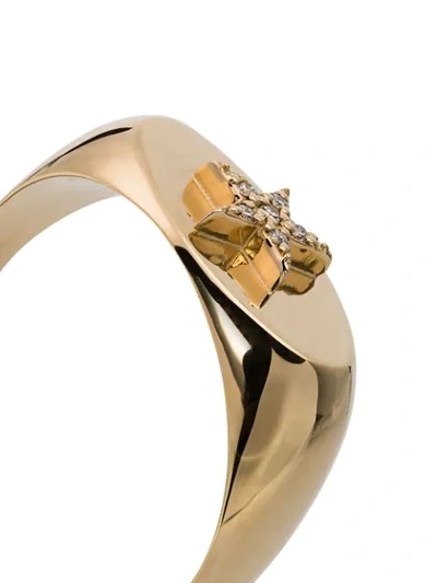 Shop Foundrae 18kt Yellow Gold Star Diamond Baby Signet Ring In Metallic