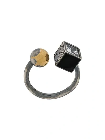 Shop Bottega Veneta Cubic Design Ring In Silver