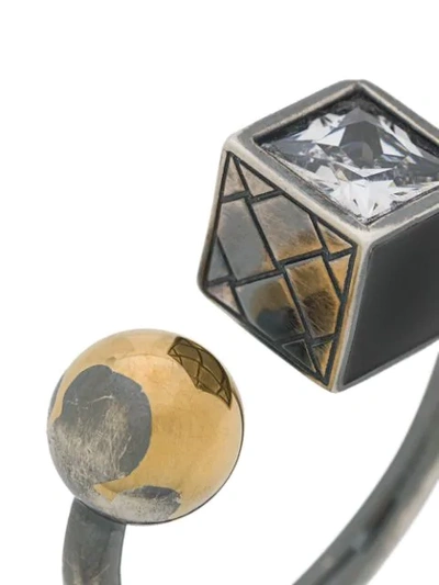 Shop Bottega Veneta Cubic Design Ring In Silver