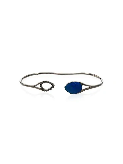 Shop Gaydamak 18k Black Gold Black Diamond And Lapis Lazuli Bracelet In Black Blue