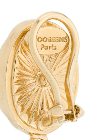 Shop Goossens Two Cabochons Earrings In Gold