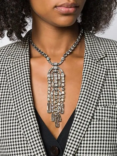Shop Lanvin Statement Crystal Necklace In Silver