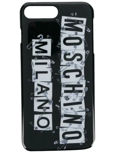 Shop Moschino Safety Pin Logo Iphone 7 Plus Case In Black