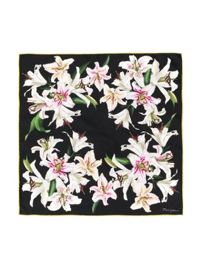 Shop Dolce & Gabbana Lily Print Foulard In Black
