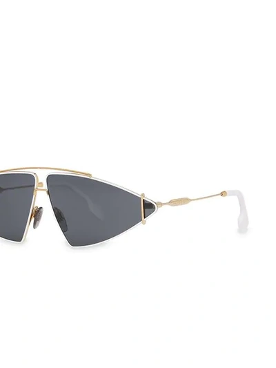 Shop Burberry Gold-plated Triangular Frame Sunglasses In White
