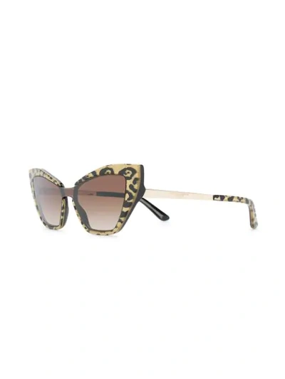 Shop Dolce & Gabbana Leopard Print Cat Eye Sunglasses In Black ,brown