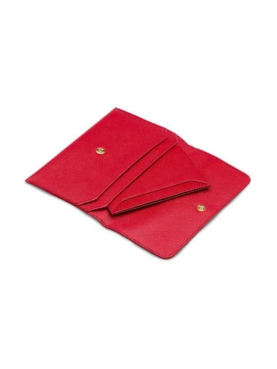 Shop Prada 'compact' Kartenetui In Red