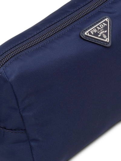 Shop Prada Fabric Cosmetic Bag In Blue