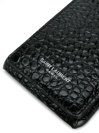 Shop Saint Laurent Iphone 8 Crocodile Embossed Case In Black
