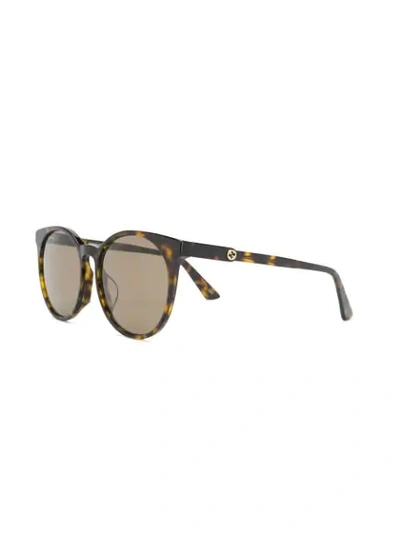Shop Gucci Eyewear Round Frame Sunglasses - Brown