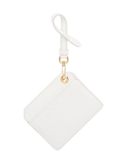 Shop Prada Saffiano Mini Keychain Trick - White