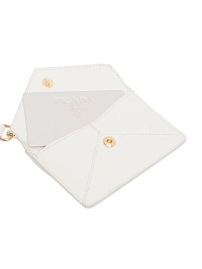 Shop Prada Saffiano Mini Keychain Trick - White