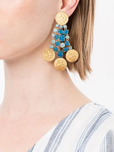 Shop Tory Burch Articulated Coin Earrings In Gold