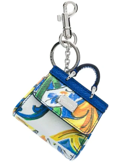 Shop Dolce & Gabbana Mini Sicily Bag Keychain - Blue
