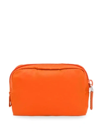 Shop Prada Logo Plaque Cosmetics Bag In Orange