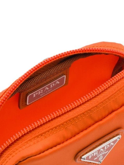 Shop Prada Logo Plaque Cosmetics Bag In Orange