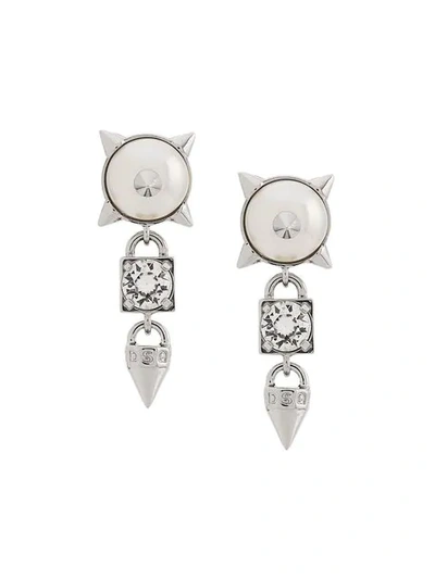 Shop Dsquared2 Embellished Earrings In Silver