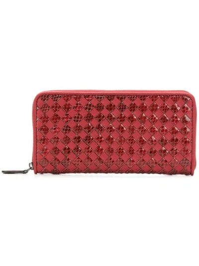 Shop Bottega Veneta Zip-around Wallet In Red