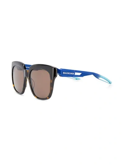 Shop Balenciaga Hybrid D-frame Sunglasses In 2376 Brown Blue