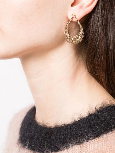 Shop Aurelie Bidermann 18kt Yellow Gold & Diamond Lace Earrings In Metallic