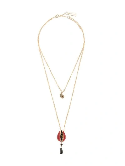 Shop Etro Layered Shell Necklace In Gold