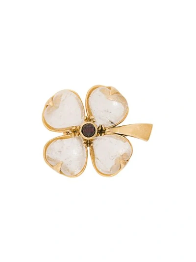 Shop Goossens Trèfle Brooch In Gold