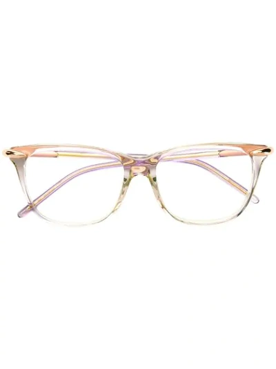 Shop Pomellato Eyewear Clear Square Glasses In Pink