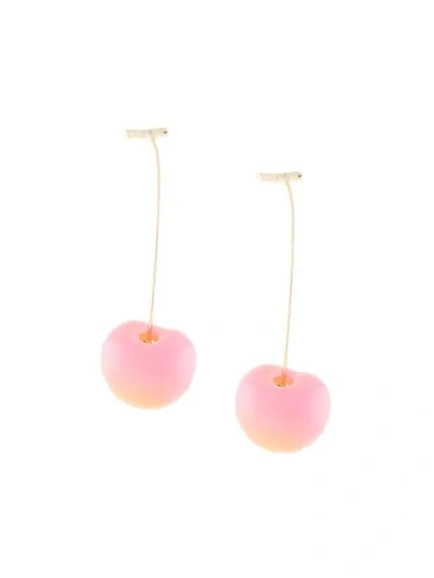 Shop E.m. Tonal Pendant Earrings In Pink