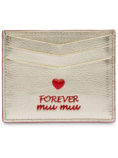 Shop Miu Miu Madras Love Card Holder In Gold
