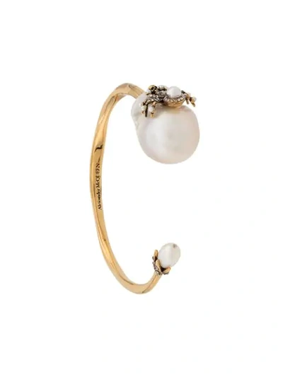 Shop Alexander Mcqueen Spider Pearl Bracelet In Gold