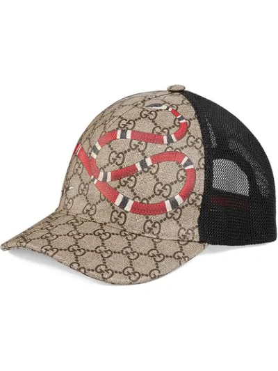 Shop Gucci 'kingsnake Gg Supreme' Baseballkappe - Mehrfarbig In Multicolour