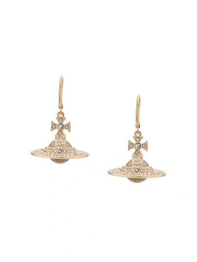 Shop Vivienne Westwood Embellished Logo Drop Earrings In Gold