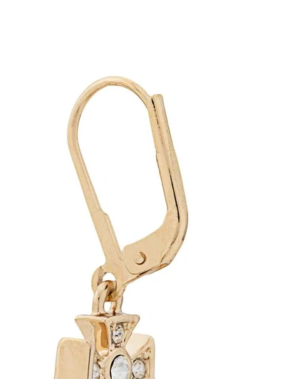 Shop Vivienne Westwood Embellished Logo Drop Earrings In Gold