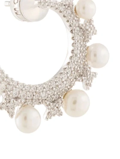 APM MONACO 珠饰镶嵌圈形耳环 - 银色