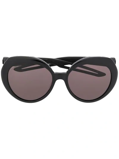 Shop Balenciaga Hybrid Round-frame Sunglasses In Black