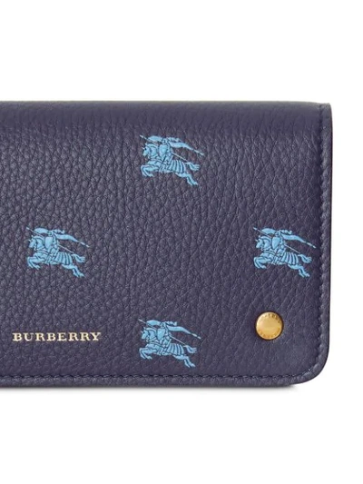 Shop Burberry Equestrian Knight Phone Wallet In Blue
