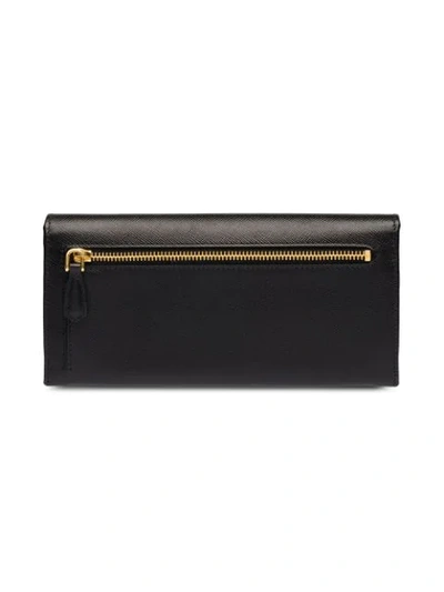 Prada Logo-plaque Folding Wallet In Black