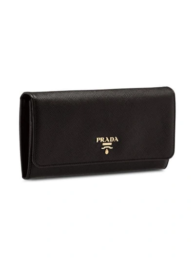 Shop Prada Logo-plaque Folding Wallet In Black