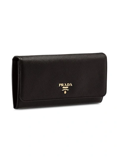 Prada Logo-plaque Folding Wallet In Black