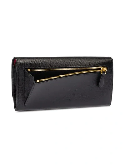 Prada Logo-plaque Folding Wallet In Black