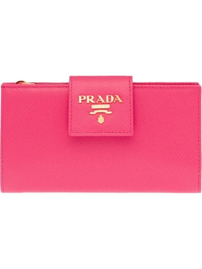 Shop Prada Medium Saffiano Wallet In Pink